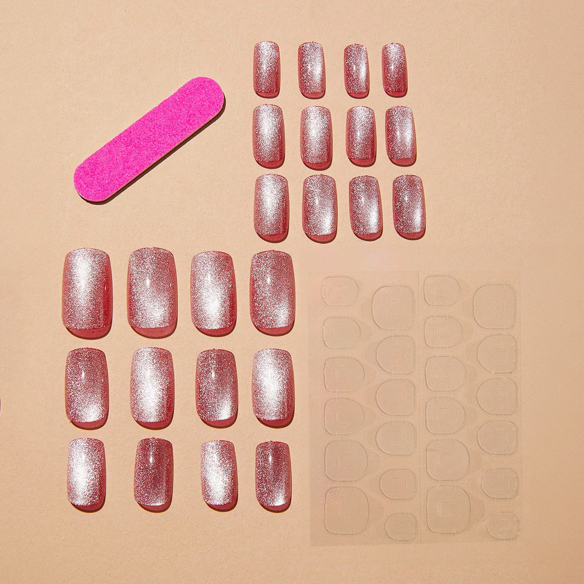 Pink, Medium, Square Mirage Press On Nails